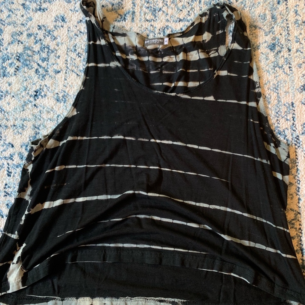 Earthbound black and cream tie dye tank